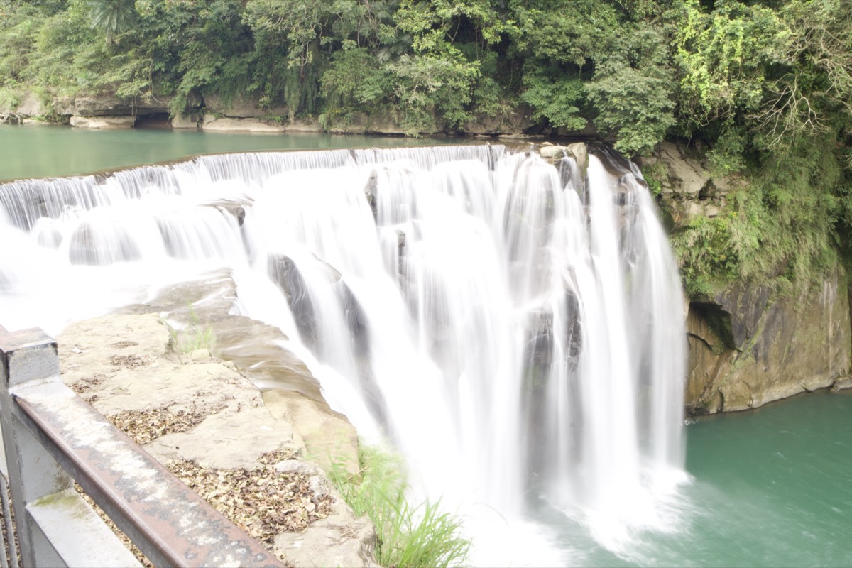 Shifen Waterfall with the water rendered as smooth silk by a long exposure